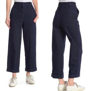 Theory High Rise Wide Leg Structured Denim Pants/Trousers Indigo Blue Size US 4